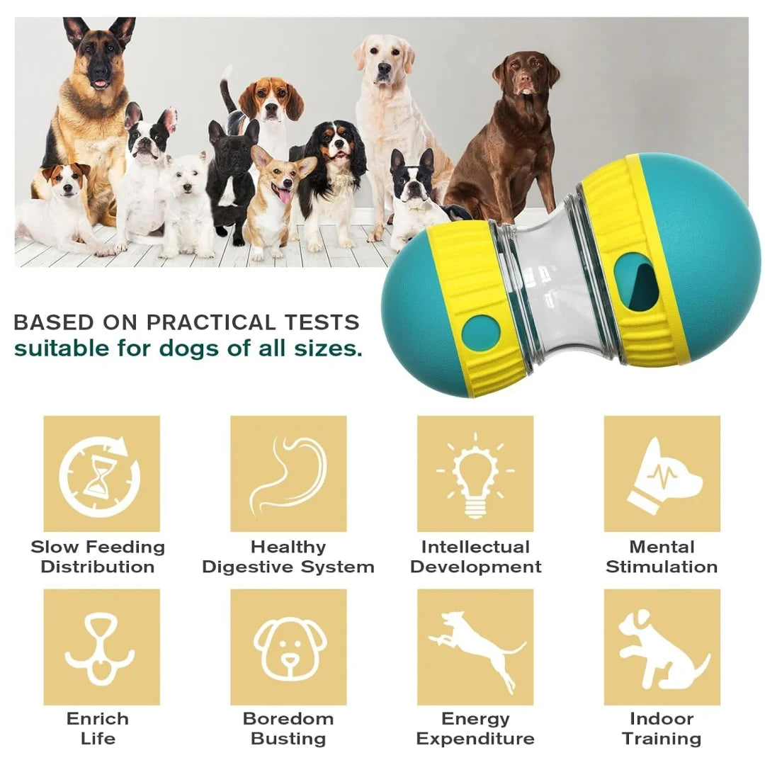 Pet Food Dispenser，Adjustable Distribution Ball，Sturdy Slow Feeding Puppy Reinforcement Training Toy，Pet Interactive Chasing Toy