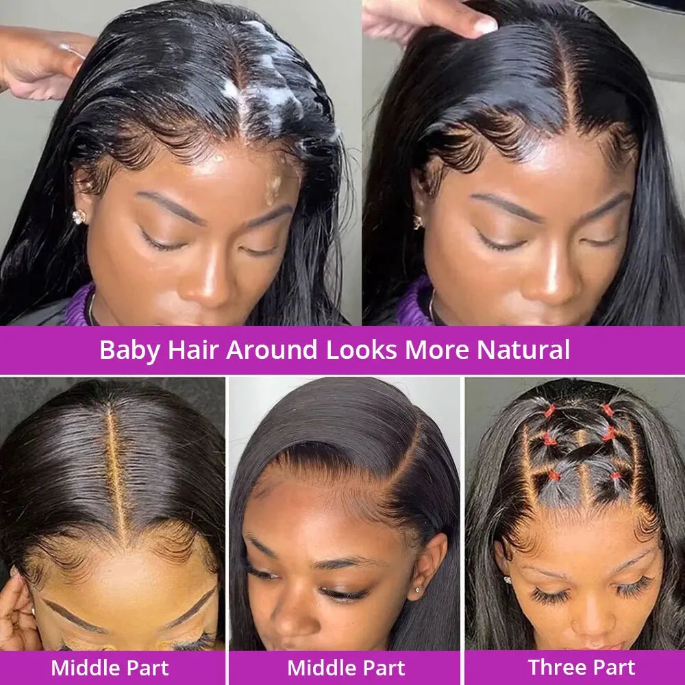 40 42 Inch 13x4 13x6 HD Transparent Bone Straight Lace Front Wigs 250% Brazilian Human Hair Wigs 5x5 Glueless Lace Closure Wigs