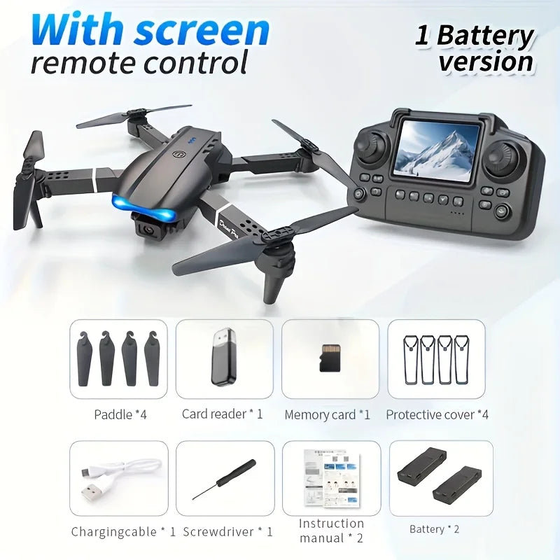 2026 New E99 PRO MAX Foldable Drone with Dual HD Camera, HD Screen Remote Control, 40min Flight Time with Extra Batteries, One Key Return Home, LED Lights, USB Charging, Easy to Fly for Beginners Adults, Ideal Christmas Holid