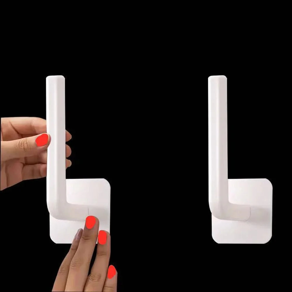 2Pcs No Hole Multifunctional Hooks Lazy Rag Hangers Kitchen Wall Mounted Paper Towel Organiser