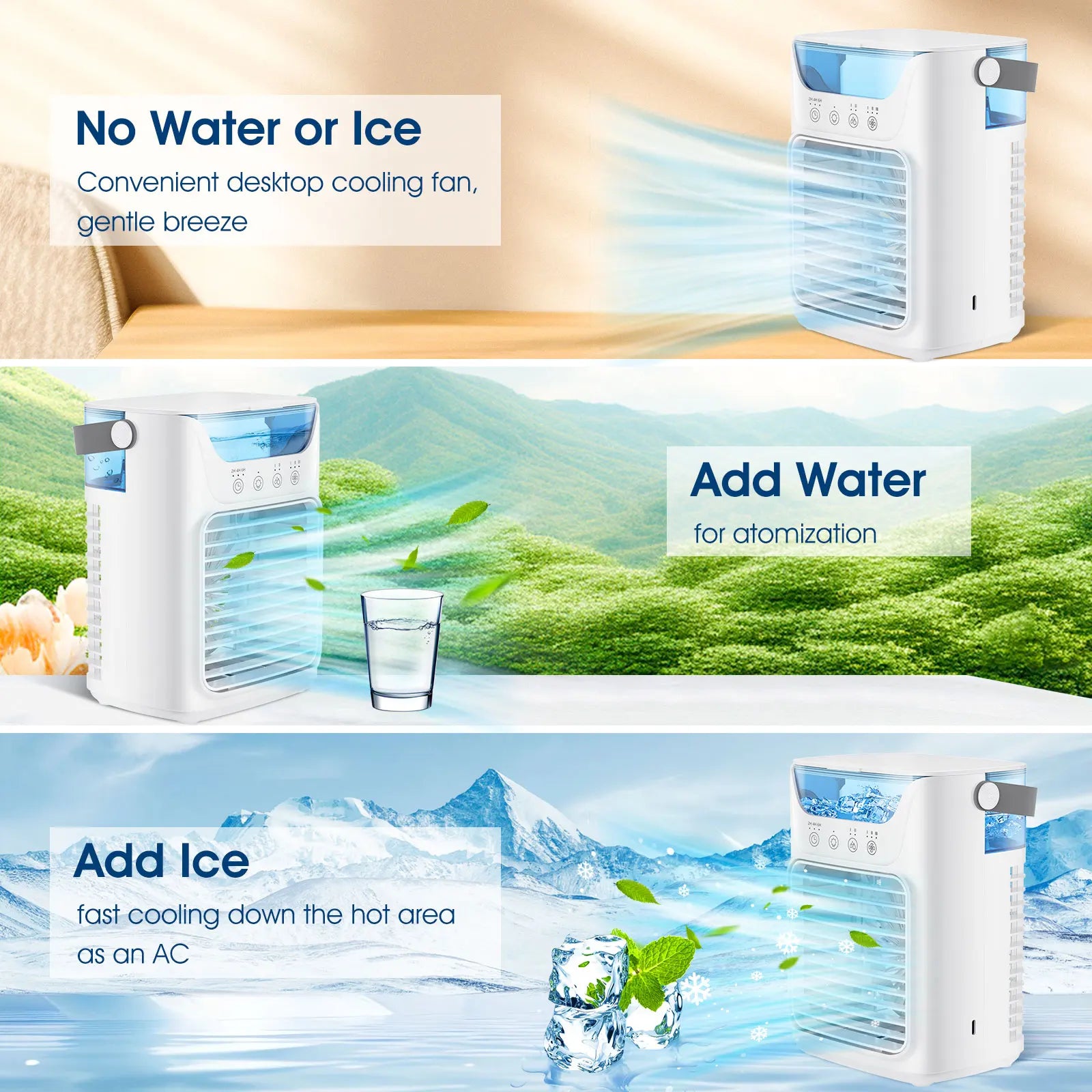 Portable Mini Desktop Air Conditioner Fan with Timer Small Room Spray Water AC for Cooling  Air Conditioning for Room