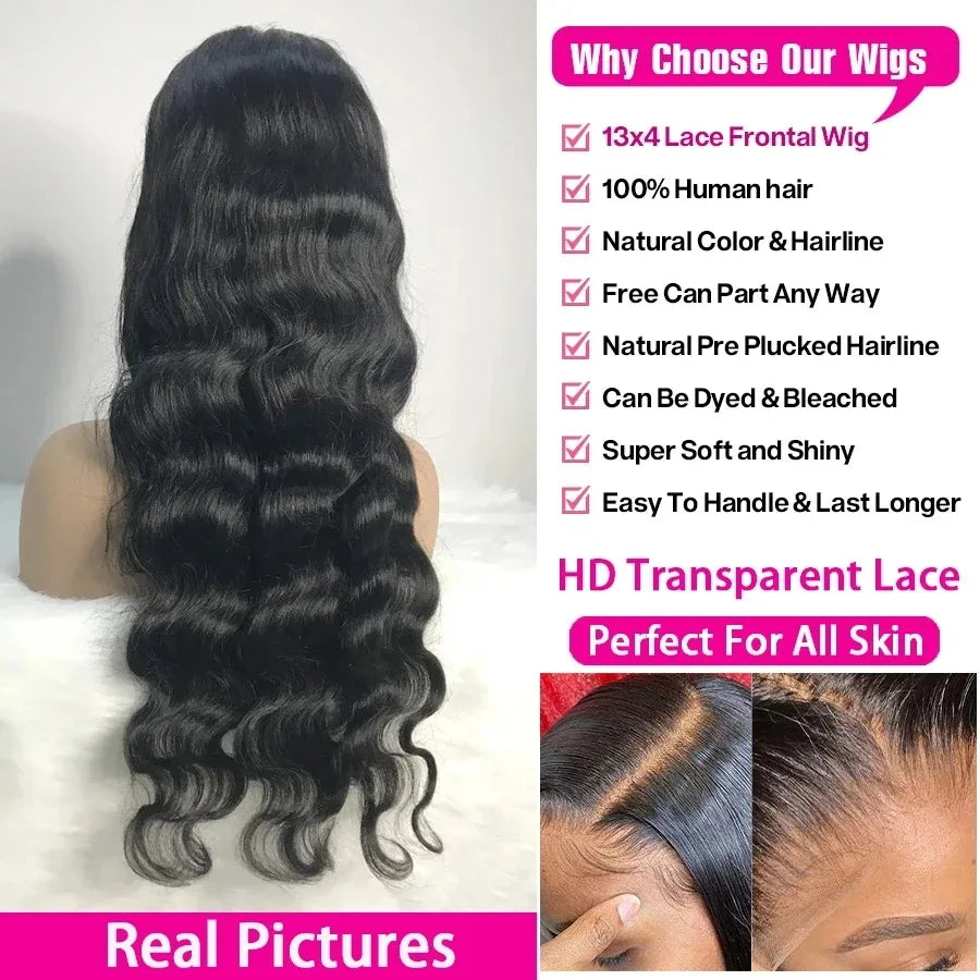 13x4 13x6 HD Body Wave Lace Front Wig 40 Inch Lace Frontal Wigs Lace Frontal Brazilian Wigs Human Hair Wigs Lace Front For Women