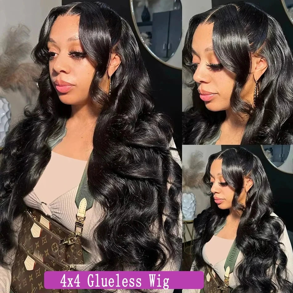 210 Density Glueless Wigs Human Hair Body Wave Lace Front Wigs Human Hair Pre Plucked 4x4 HD Lace Frontal Wigs