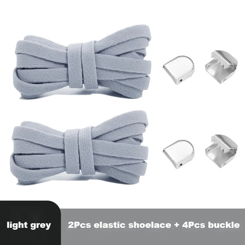 1 Pair Flat Elastic No-Tie Shoe Laces for Sneakers Tennis Shoes Quick Clip-On Shoelaces Accessories for Kids & Adults
