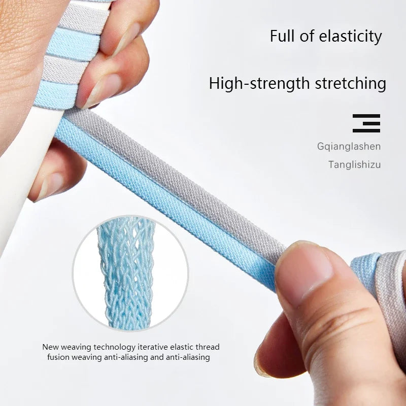 1 Pair Flat Elastic No-Tie Shoe Laces for Sneakers Tennis Shoes Quick Clip-On Shoelaces Accessories for Kids & Adults