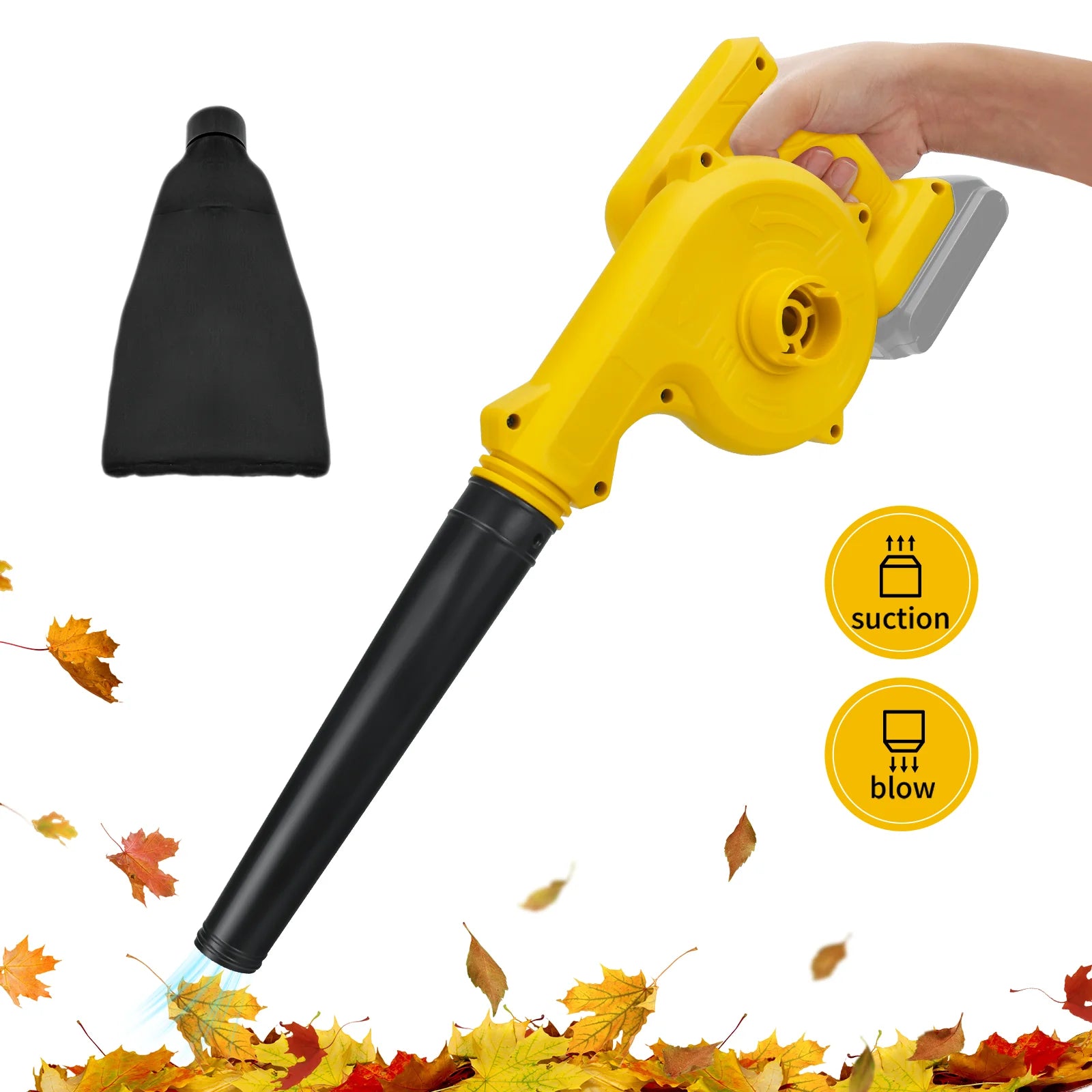Cordless Leaf Blower Electric Jobsite Air Blower 2-in-1 Handle Electric Blower and Vacuum Cleaner for Dewalt 20V Battery Pin