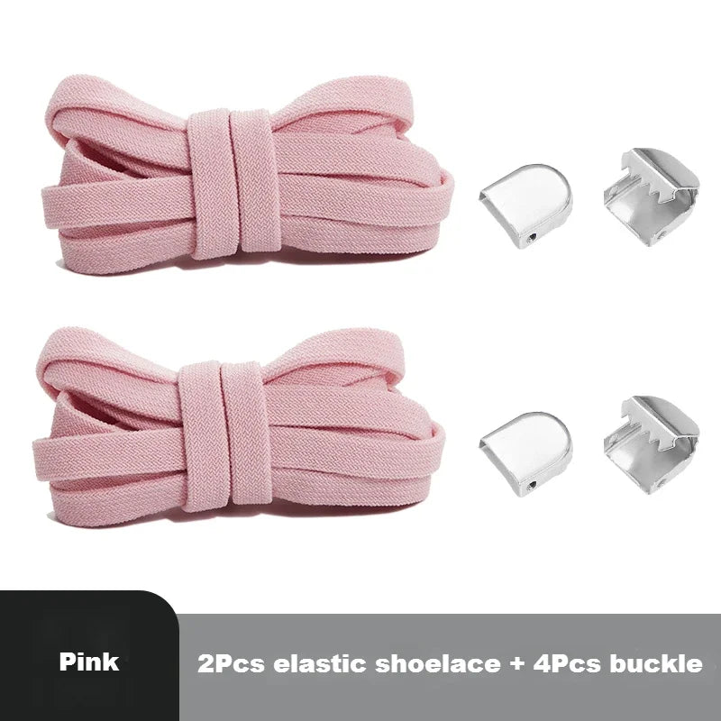 1 Pair Flat Elastic No-Tie Shoe Laces for Sneakers Tennis Shoes Quick Clip-On Shoelaces Accessories for Kids & Adults