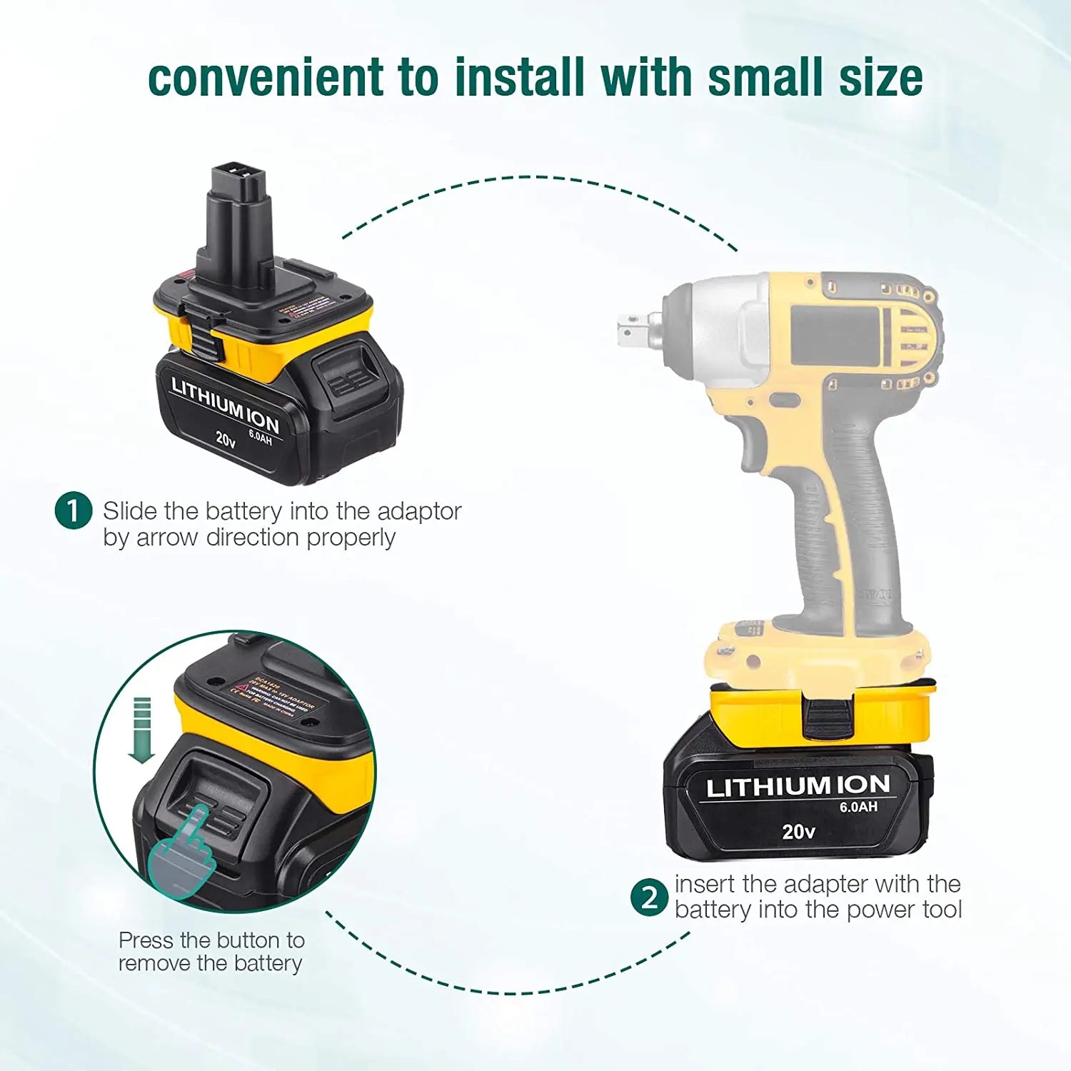 DCA1820 USB Adapter for Dewalt 18V Tools Convert Dewalt 20V Lithium Battery to Dewalt 18V NiCad NiMh Replacement  Battery Tools
