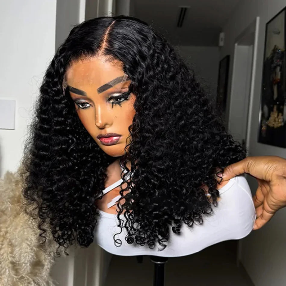 13x4 Lace Closure Wig 100% Human Hair Wig Deep Curly Wig Jerry Curly Short Bob Wig With Baby Hair Deep Wave Double Draw Wig For Black Women