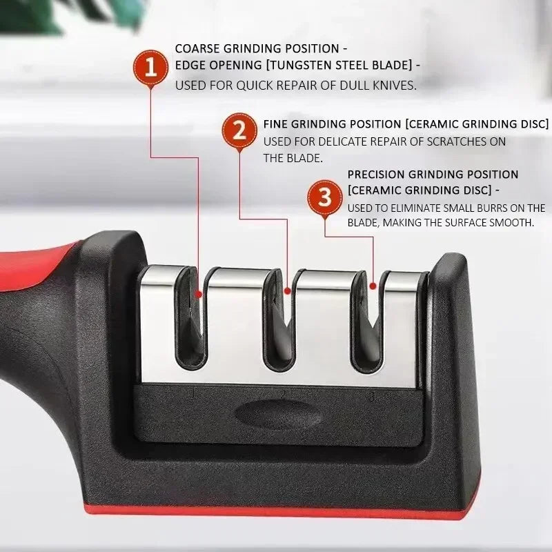 4-Segment Knife Sharpener Knife Sharpeners for Kitchen Knives Stainless Steel Three-Purpose Sharpening Stone for Kitchen Tools