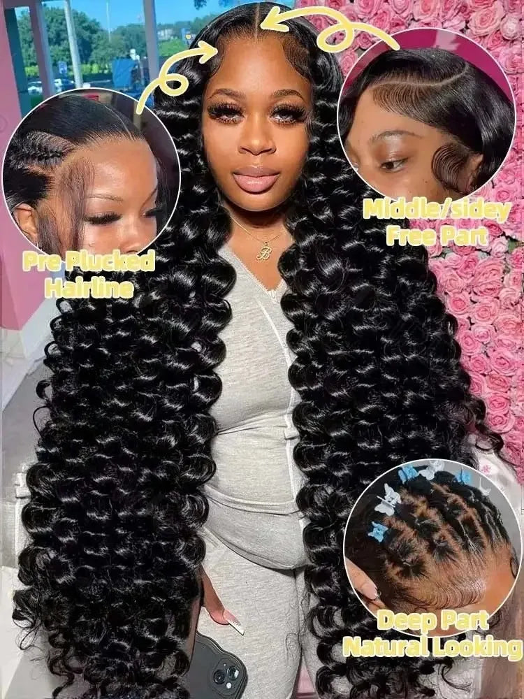 40 42 Inch Loose Deep Wave Frontal Wigs 250% 13x4 13x6 HD Lace Frontal Wigs For Women Remy Loose Deep Curly Human Hair Wigs