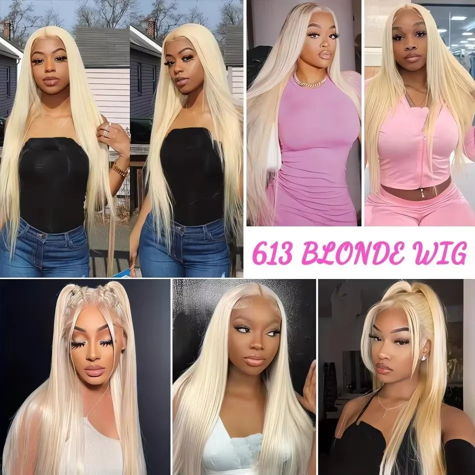 40Inch Straight Blonde 613 Blonde Human Hair Lace Frontal Wig 13x6 Transparent Blonde Lace Front Wigs Pre Plucked Human Hair Wig