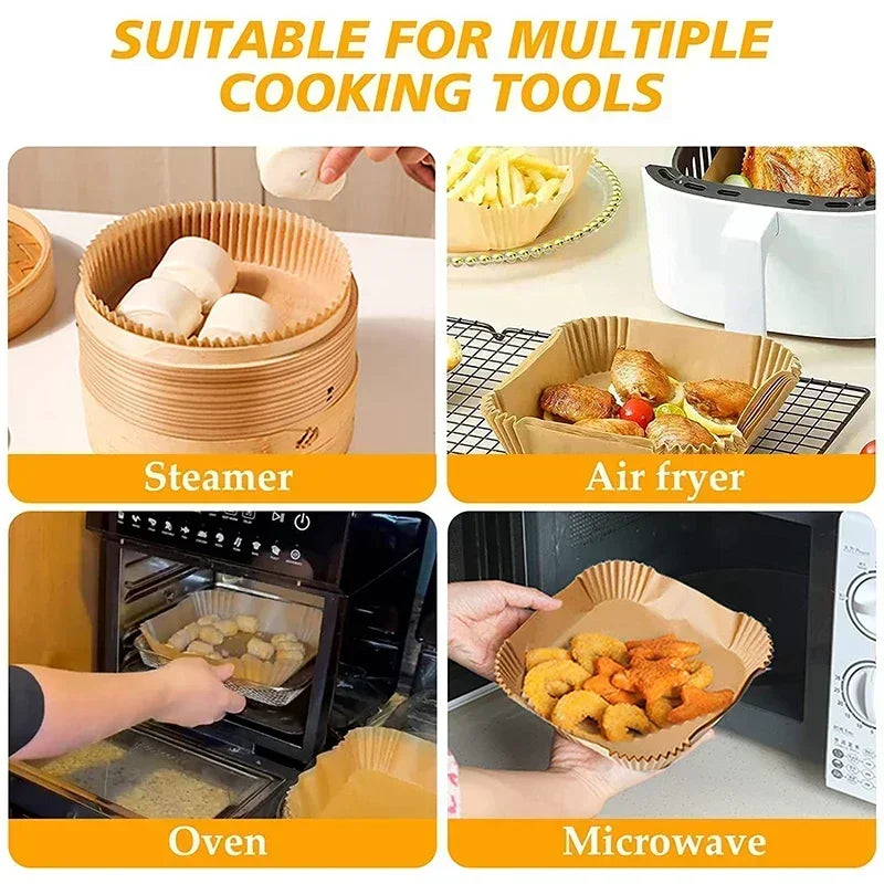 50/100/200Pcs Air Fryer Baking Paper Non-Stick Airfryer Baking Papers Round Air-Fryer Paper Liners Paper Kitchen Accessories