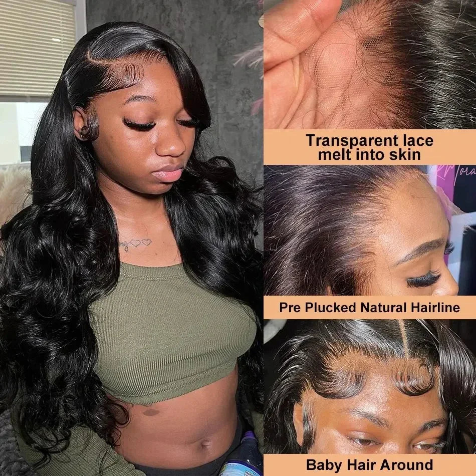 210 Density Glueless Wigs Human Hair Body Wave Lace Front Wigs Human Hair Pre Plucked 4x4 HD Lace Frontal Wigs