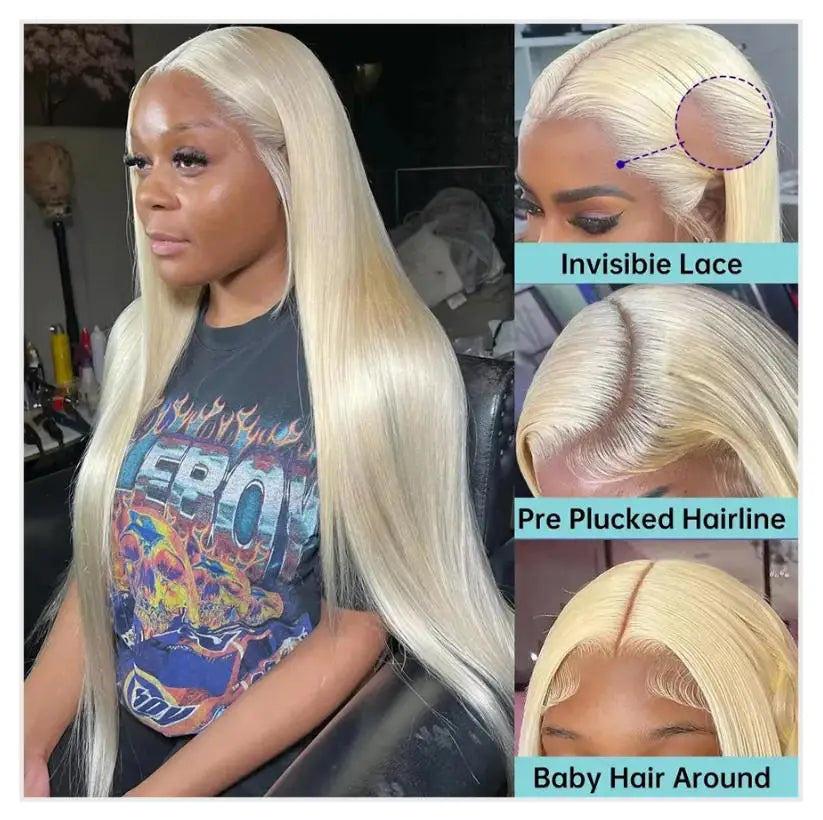 Silky 613 Blonde Bone Straight Human Hair Wig Dual 13x4&13x6 Invisible HD Lace Super Long Lengths