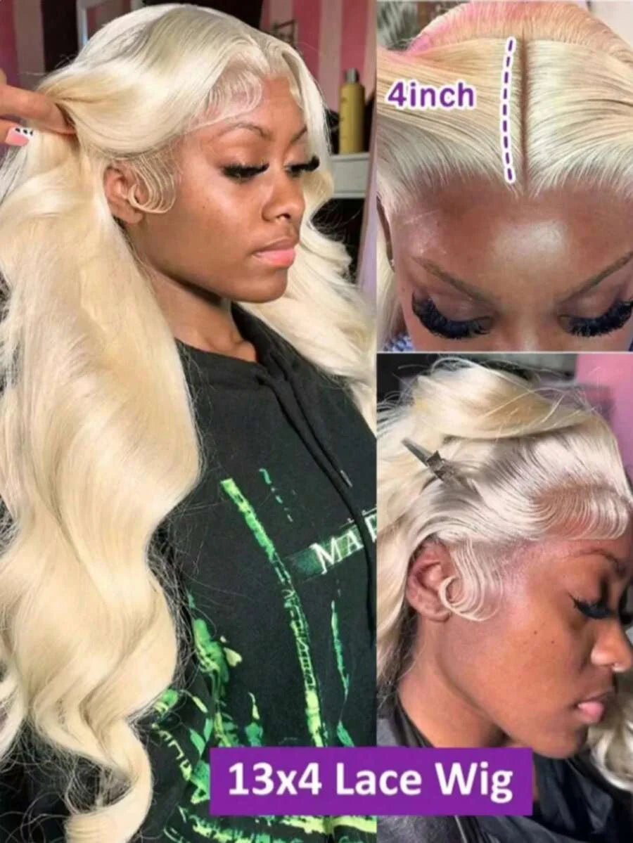 613  Human Hair Body Wave 13x6 Lace Front Wig  Blonde Lace Frontal Wigs for Women 250 Density Natural Hairline With Baby Hair