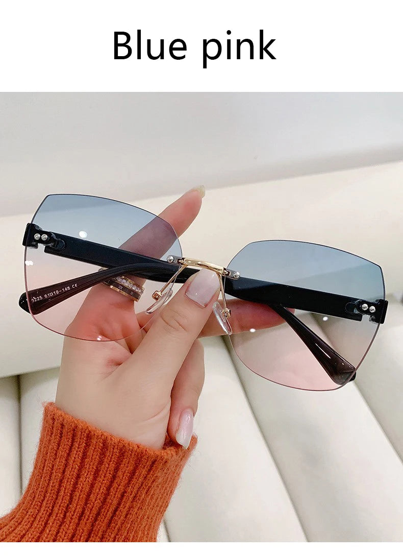 Women's Irregular Frameless Sunglasses; Daily Korean Fashion Multi-sided Polygon Driving Sun Glasses For Sun Protection 9225