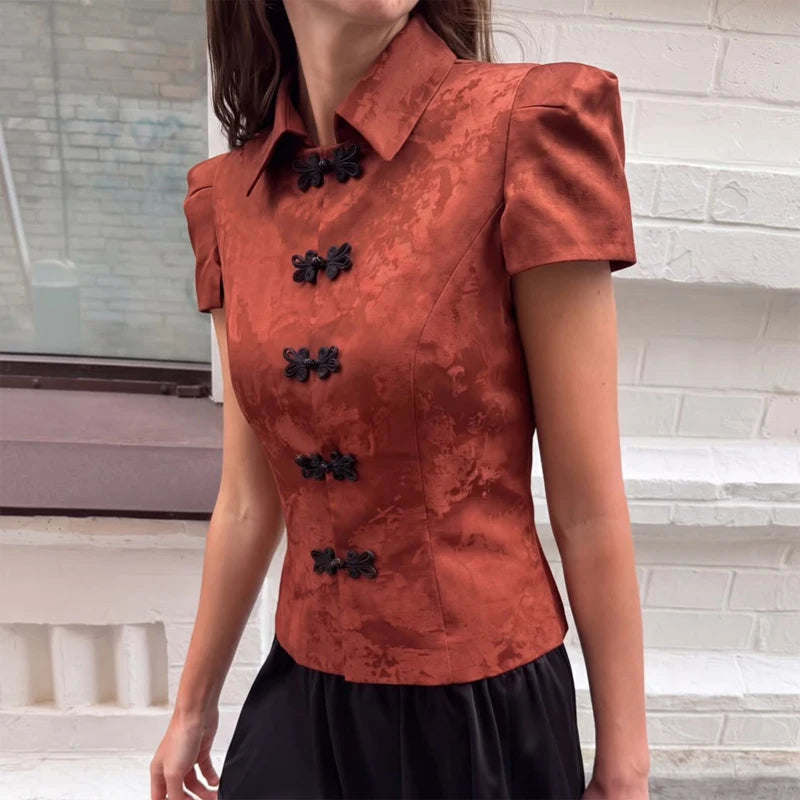 Solid Color Jacquard Glossy Satin Tops Women Chic Stand Collar Single Breasted Slim Fit Short Coats 2026 Lady Daily Outwear New