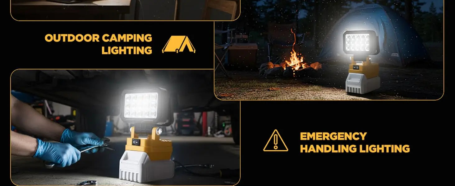 LED Work Light for Dewalt 18V 40W 6000LM, 2 USB Ports, 145° Adjustable Cordless Flood Light (Battery NOT Included)