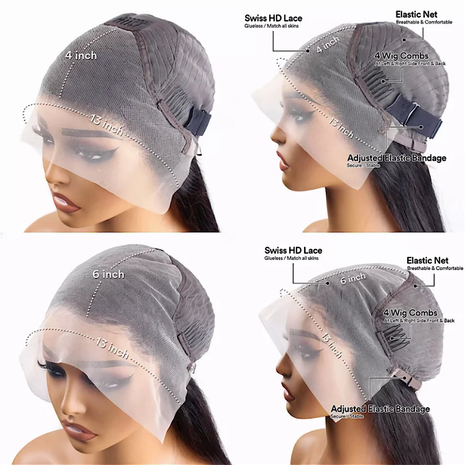 Brazilian Remy Human Hair Lace Front Wig Natural Black Body Wave 13x4 HD Transparent Lace Frontal Pre Plucked For Women