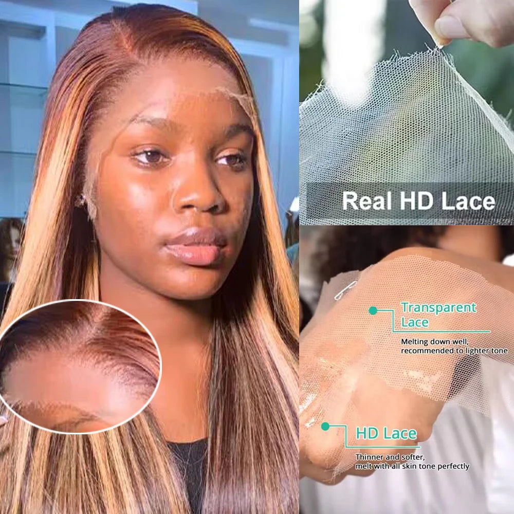4/27 Highlight 13x4 13X6 HD Lace Frontal Human Hair Wigs 200% Density Ombre Blonde Body Wave Front 36 Inch For Women Brazilian