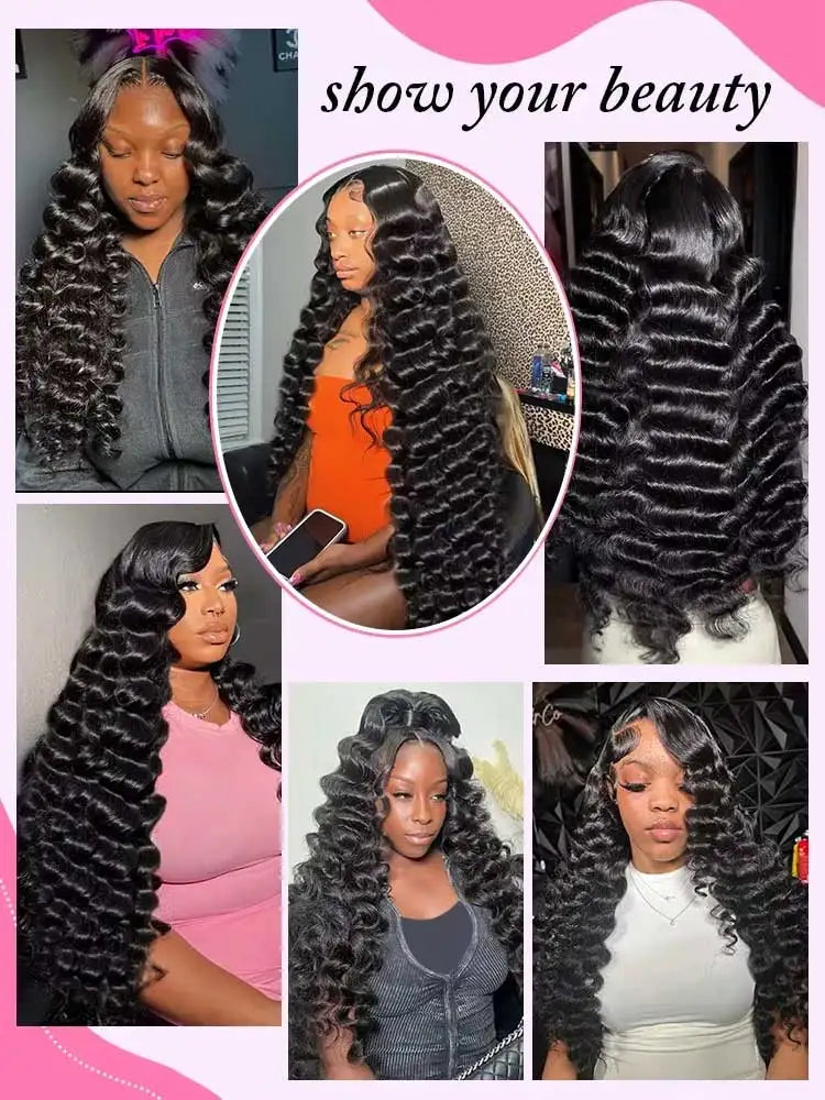 40 42 Inch Loose Deep Wave Frontal Wigs 250% 13x4 13x6 HD Lace Frontal Wigs For Women Remy Loose Deep Curly Human Hair Wigs