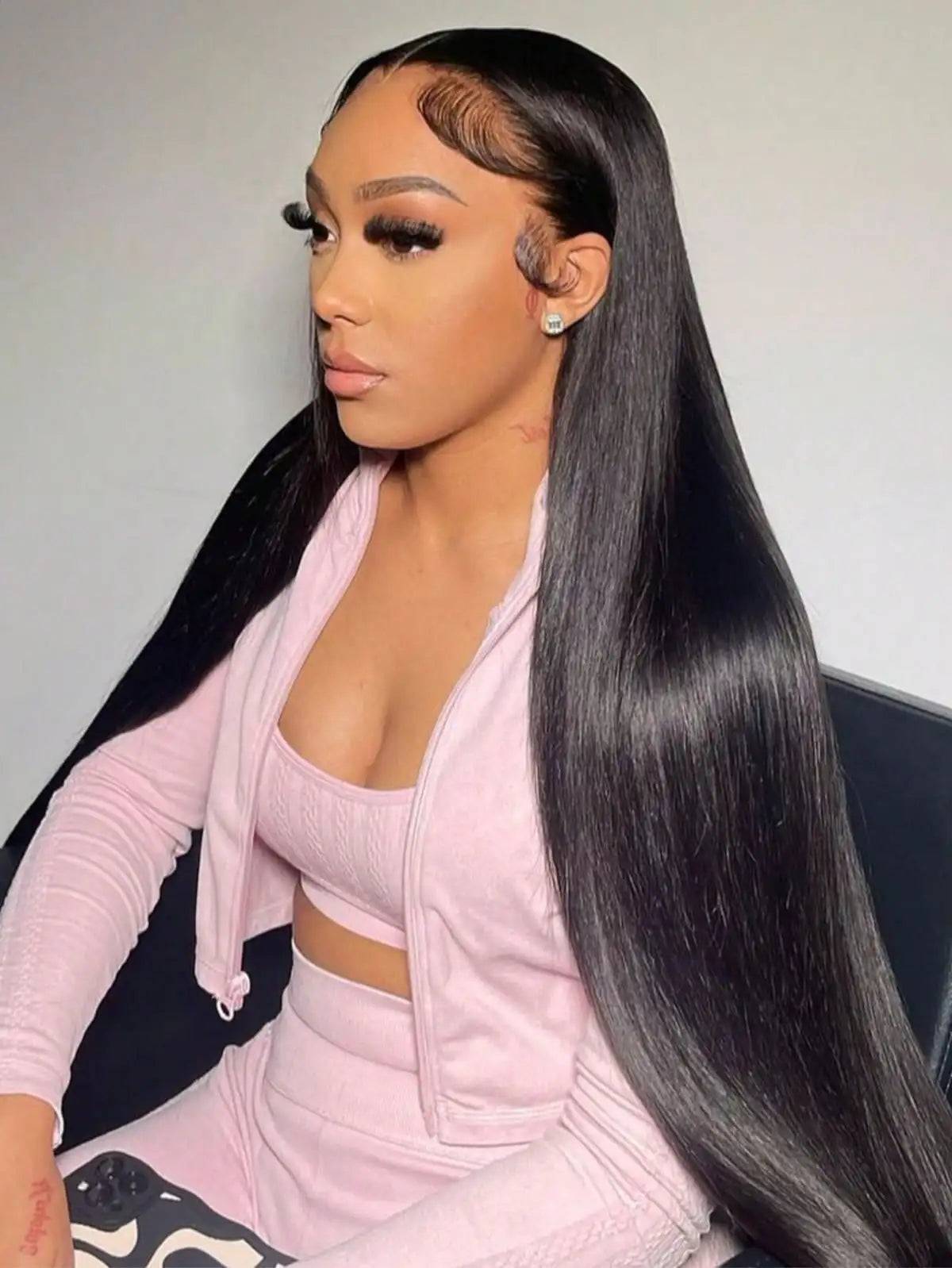 Lace Front Wigs Human Hair 42 Inch 12A Virgin Straight Human Hair Wig 200 Density Soft 13x6 Lace Front Wigs Human Hair Pre Plucked Invisilbe Hairline Glueless HD Frontal Wig Natural Black