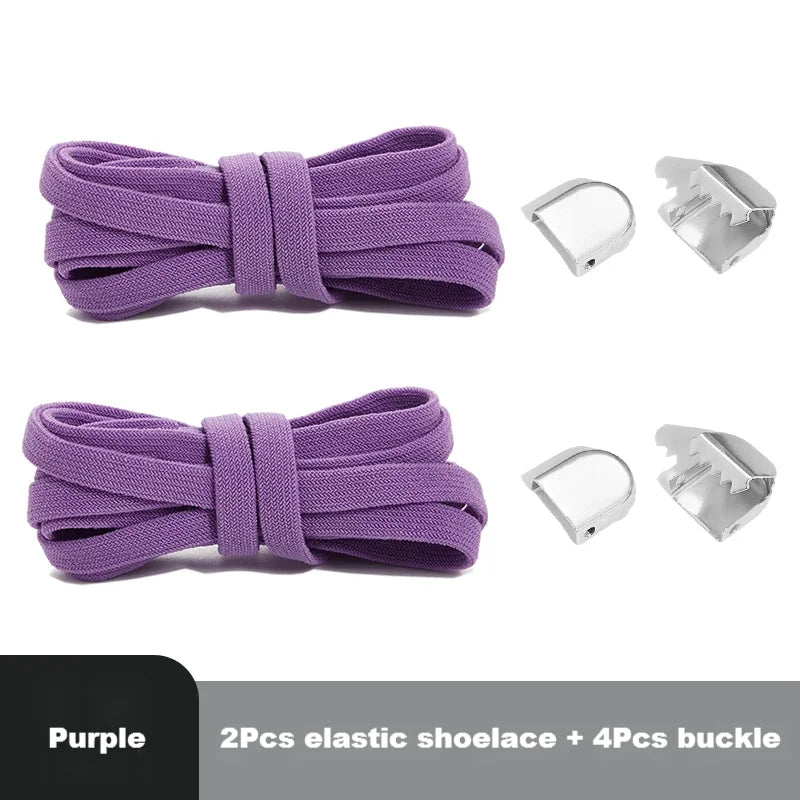 1 Pair Flat Elastic No-Tie Shoe Laces for Sneakers Tennis Shoes Quick Clip-On Shoelaces Accessories for Kids & Adults