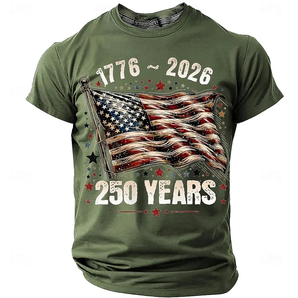 America 250th Birthday Eagle Flag 250 Years 1776-2026 Unisex Men's T-Shirts Casual Style Man Women Tees Vintage Men's Clothing