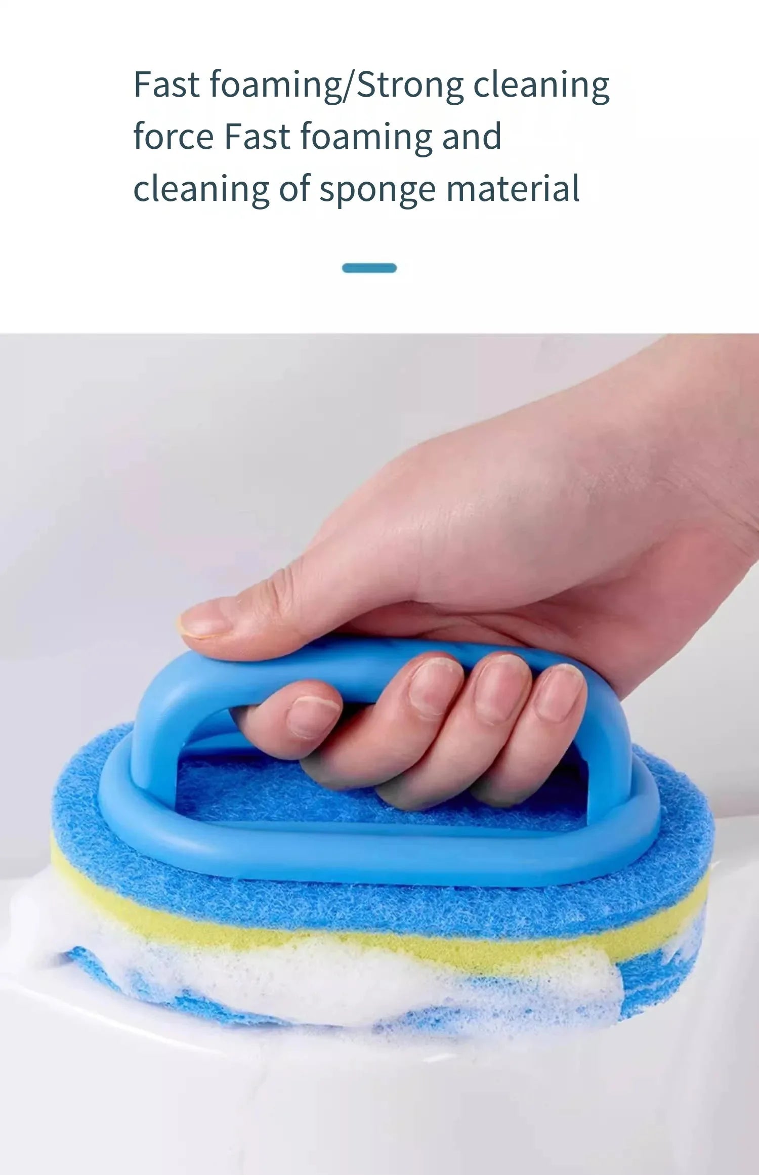 1PC Kitchen Cleaning Brush with Handle - Pot Washing High-Density Thick Scouring Pad Ceramic Tile Wall Cleaning Brush