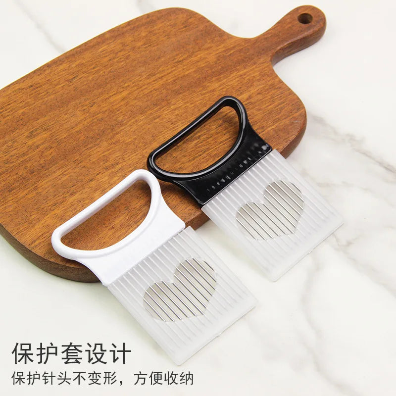 Effortlessly Slice Onions with this 1pc Colorful Onion Slicer Kitchen stainless steel potato chip onion holder