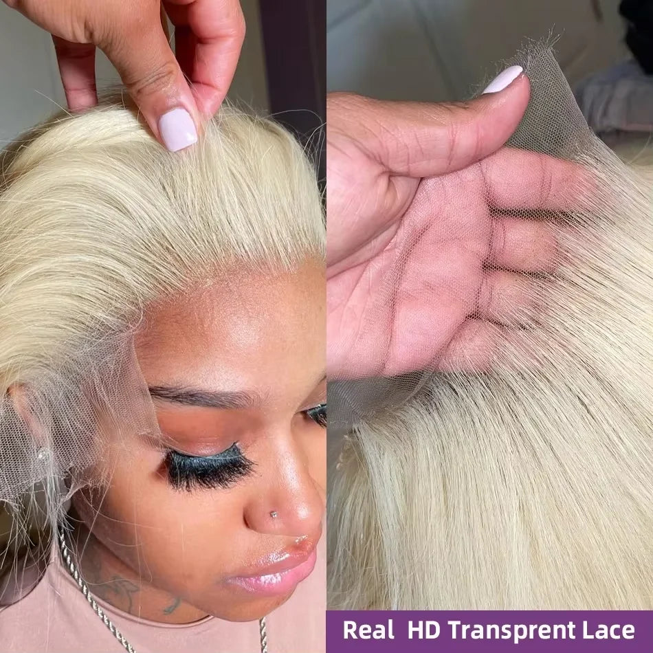 40Inch Straight Blonde 613 Blonde Human Hair Lace Frontal Wig 13x6 Transparent Blonde Lace Front Wigs Pre Plucked Human Hair Wig