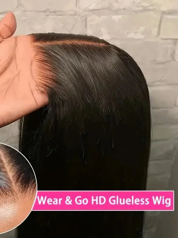 Human Hair Brazilian 4x4 Glueless Put on and go Wig 36 38 40 Inch 13x4 13x6 HD Transparent Bone Straight Lace Frontal Wigs