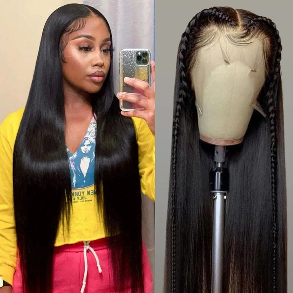40 Inch Bone Straight Human Hair Wig 13x4 13x6 HD Transparent Lace Wigs Brazilian Full Lace Frontal Wig For Women 250% Density