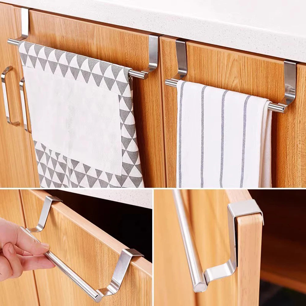 Non Perforated Stainless Steel Towel Rack, Towel Pole, Bathroom Single Pole Towel Rack, Cabinet Door Pendant, Storage Rack