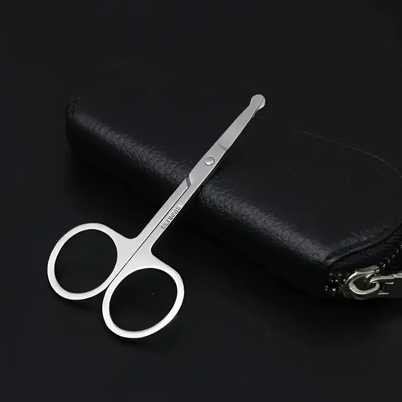Black Round Head Nose Hair Trimmer, Stainless Steel Safety Nose Trimmer for Men & Women