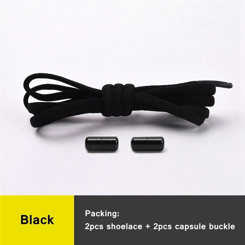 1Pair No tie Shoelaces Round Elastic Shoe Laces For Kids and Adult Sneakers Shoelace Quick Lazy Laces 21 Color Shoestrings