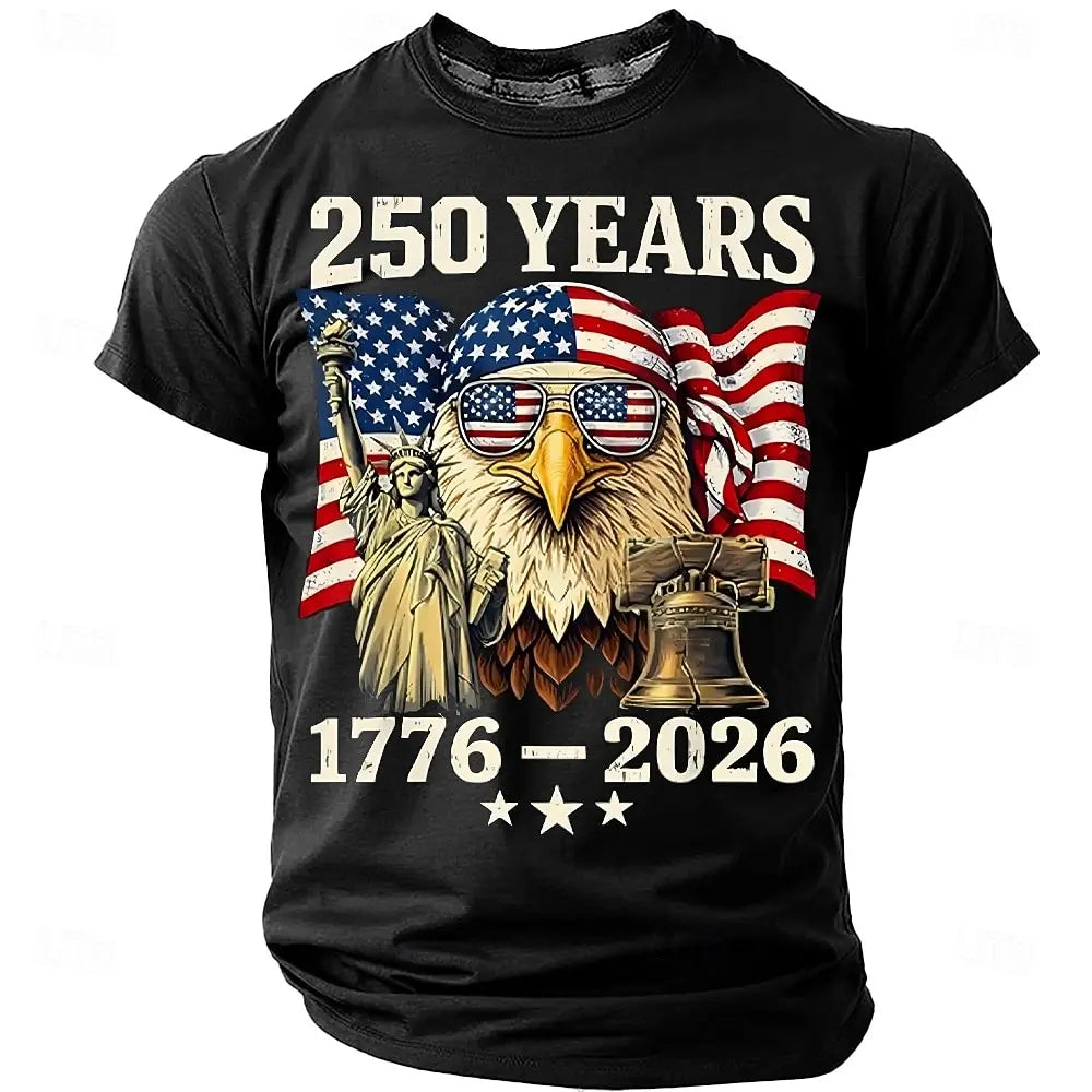America 250th Birthday Eagle Flag 250 Years 1776-2026 Unisex Men's T-Shirts Casual Style Man Women Tees Vintage Men's Clothing