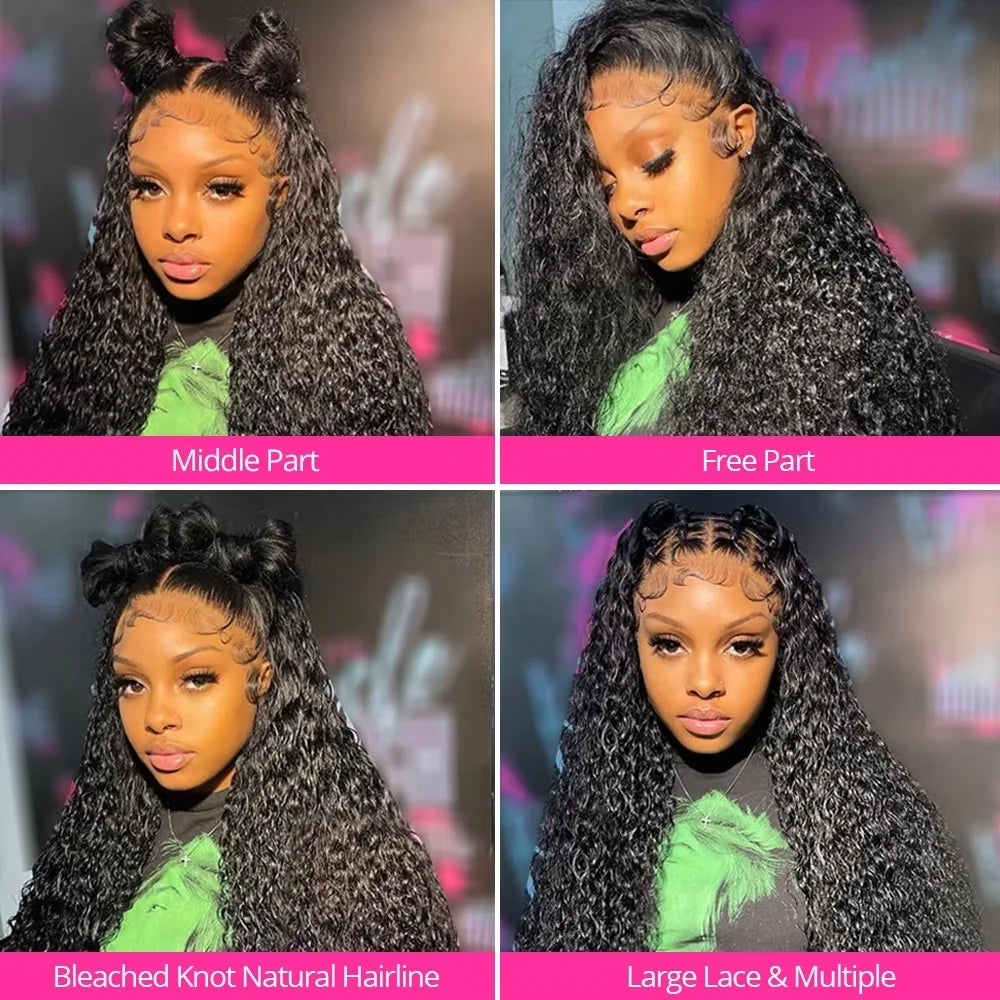 13x6 Glueless 250 Density Brazilian Deep Wave Curly HD Lace Frontal Human Hair Wig For Women Preplucked Best Hair Water Wig