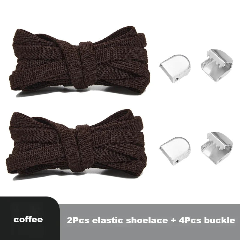 1 Pair Flat Elastic No-Tie Shoe Laces for Sneakers Tennis Shoes Quick Clip-On Shoelaces Accessories for Kids & Adults