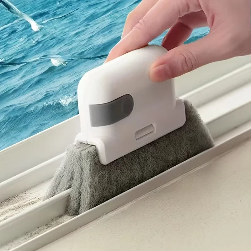 Window rail cleaning brush