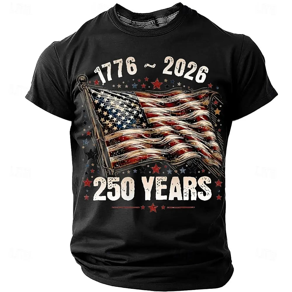 America 250th Birthday Eagle Flag 250 Years 1776-2026 Unisex Men's T-Shirts Casual Style Man Women Tees Vintage Men's Clothing