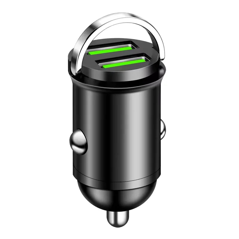 2026Car 200W Dual Port Mini USB Charger Ultra Fast Charging Cigarette Lighter Socket 12-24V Aluminum Cell Phone Charging Adapter