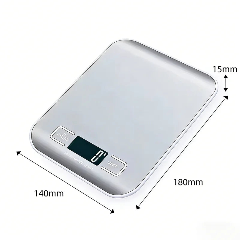 Digital Kitchen Scale 10/5kg-1g LED Display Stainless Steel Panel Electronic Scales for Home Food Snacks Weighing Baking Tools