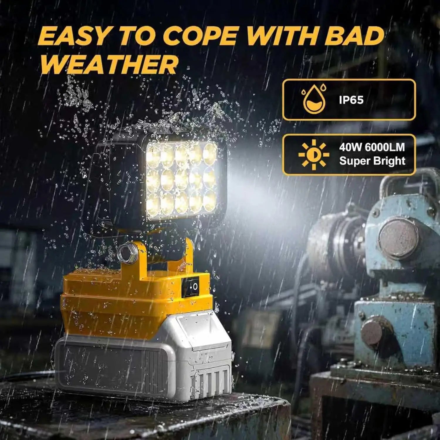LED Work Light for Dewalt 18V 40W 6000LM, 2 USB Ports, 145° Adjustable Cordless Flood Light (Battery NOT Included)