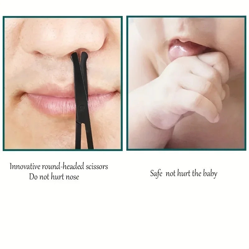 Black Round Head Nose Hair Trimmer, Stainless Steel Safety Nose Trimmer for Men & Women