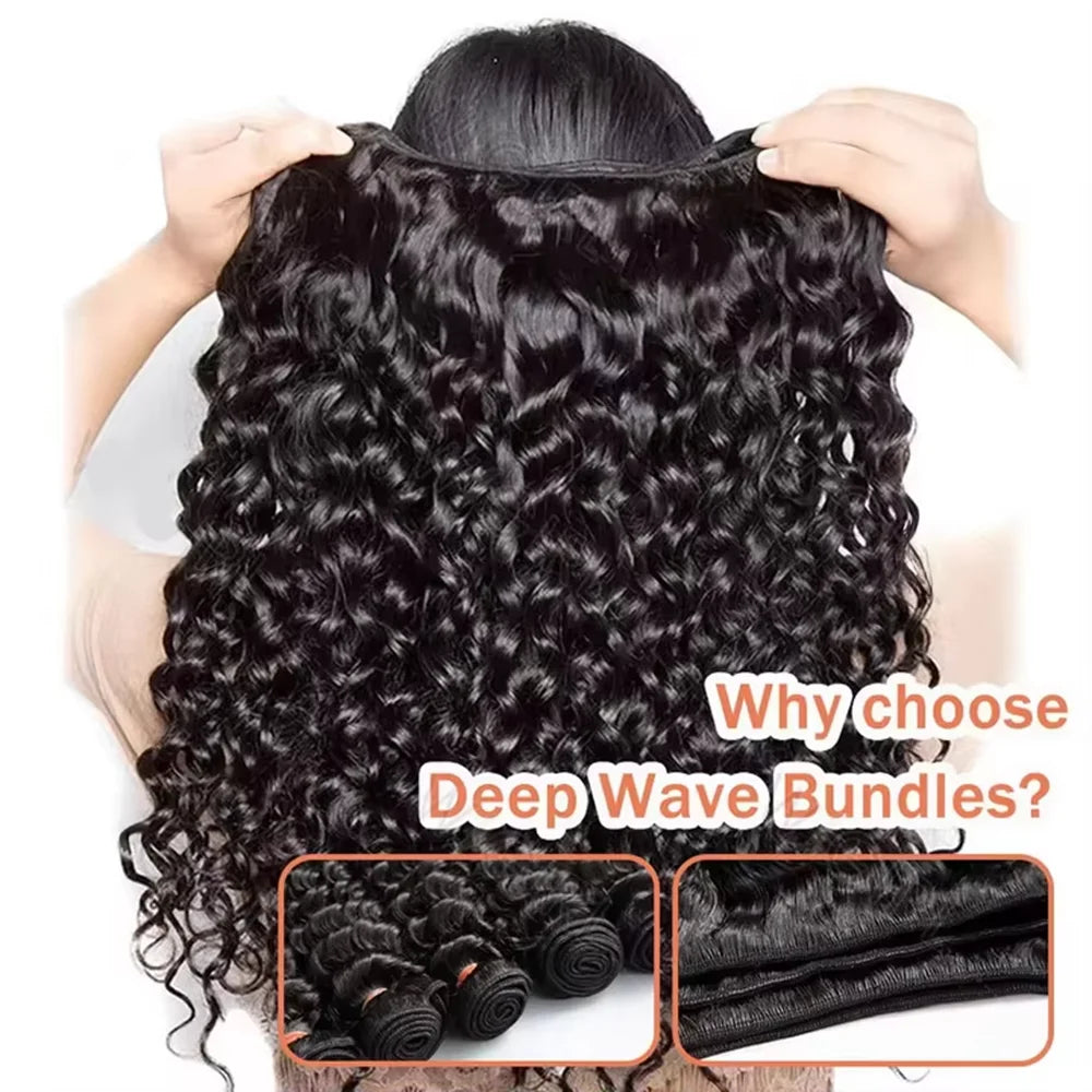 Burmese Curly Bundles Human Hair 30 34 40 Inch Deep Wave Raw Hair Bundles Unprocessed Double Weft Hair Extensions Weave