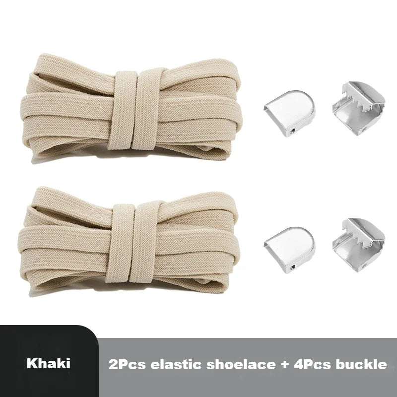 1 Pair Flat Elastic No-Tie Shoe Laces for Sneakers Tennis Shoes Quick Clip-On Shoelaces Accessories for Kids & Adults