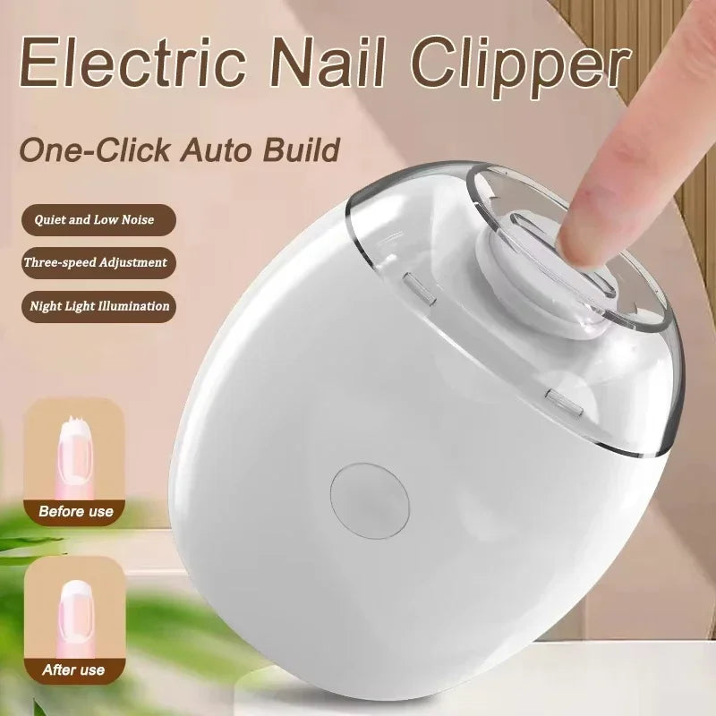 Universal Automatic Fingernail Grinder for Adults, Electric Nail Clipper with LED Light & 3 Speeds, Portable and Light Quiet