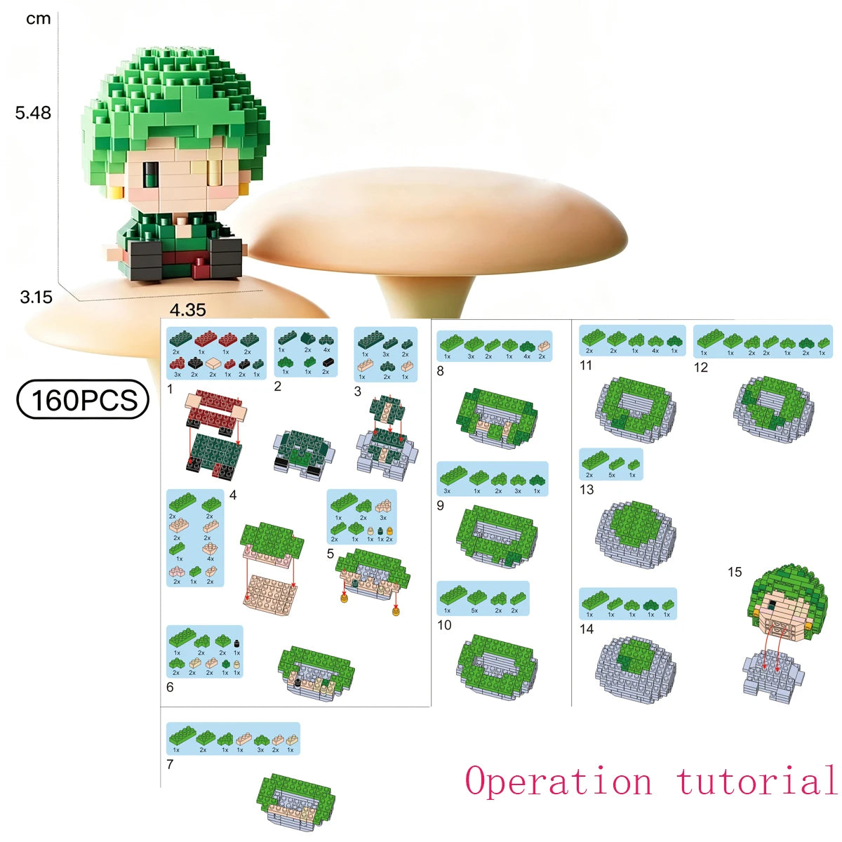 ONE PIECE Sun God Nika Luffy Micro Building Block Chopper Ace Buggy 3D Anime Model Assembly Mini Bricks Figure Toys For Gift